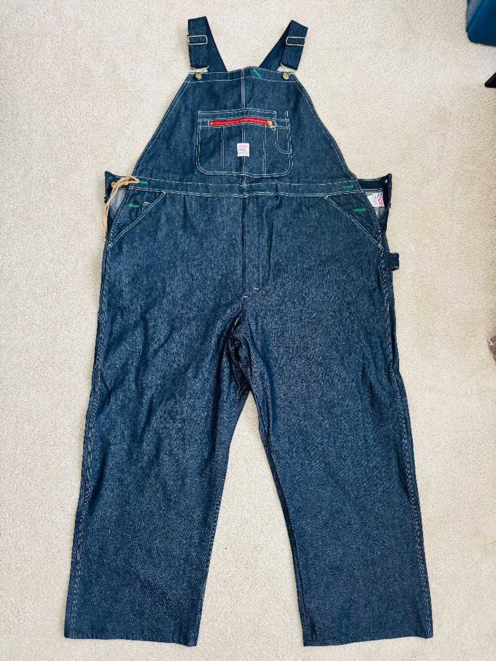NWT Vintage Pointer Brand Dark Wash Denim Overalls Mens 52x29 Made in USA Bristo